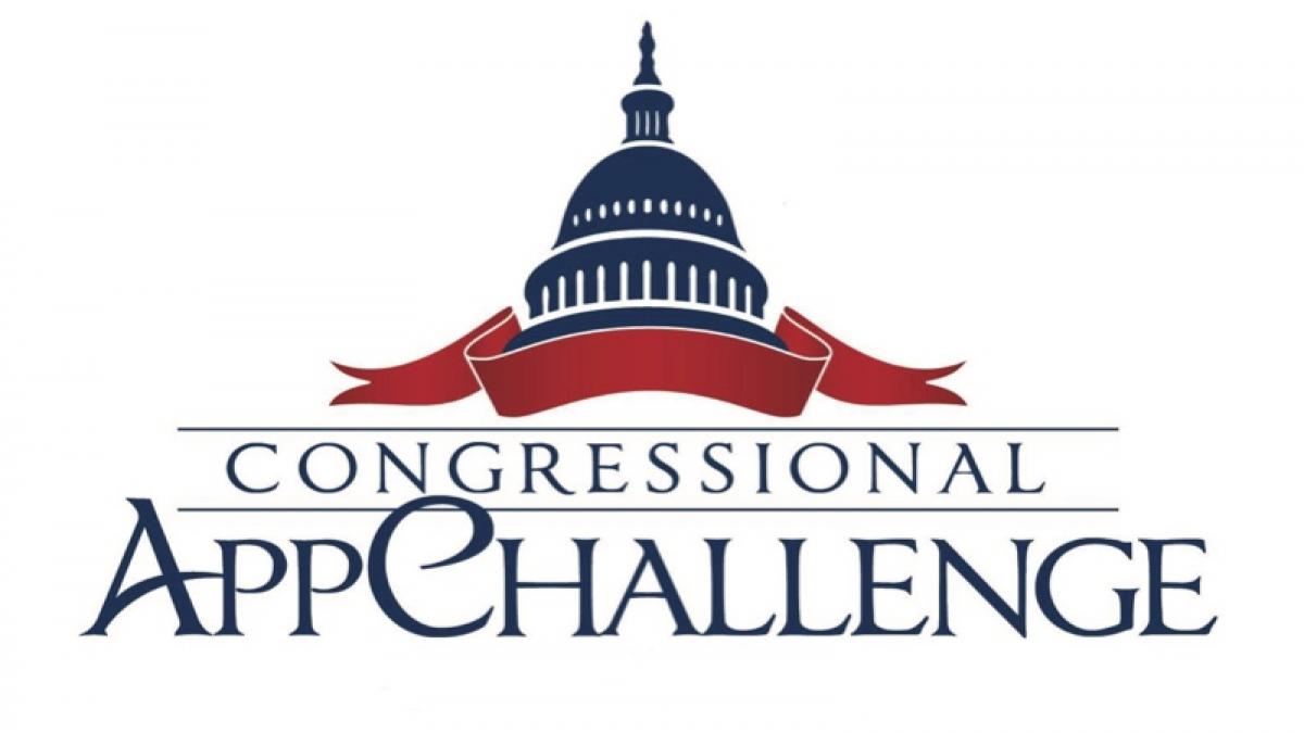 Congressional app Challenge graphic with capital building and ribbon around it